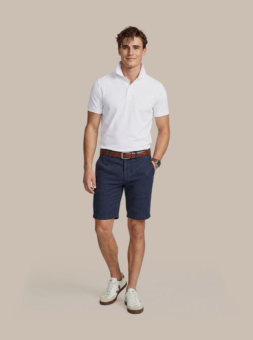 Milwau short linen donkerblauw