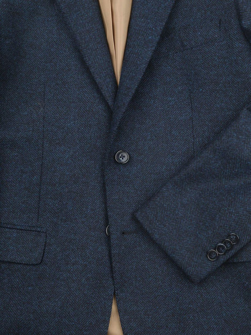 Suitable colbert herringbone merinowol donkerblauw