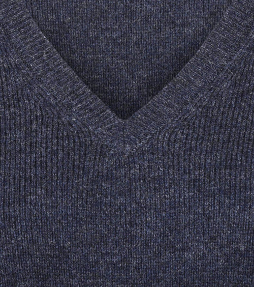 Damestrui v-hals lamswol donkerblauw