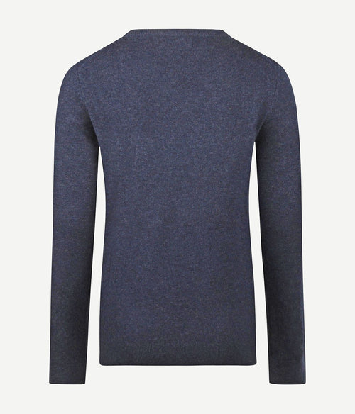 Dames pullover v-hals merinowol donkerblauw