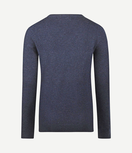 Dames pullover v-hals merinowol donkerblauw