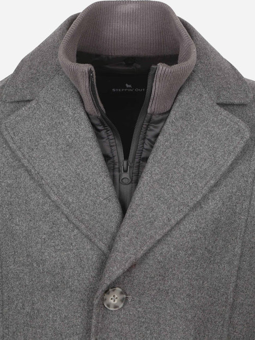 Steppin' Out caban coat wol grijs | Slim-fit