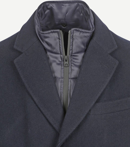 Coat wol twill donkerblauw