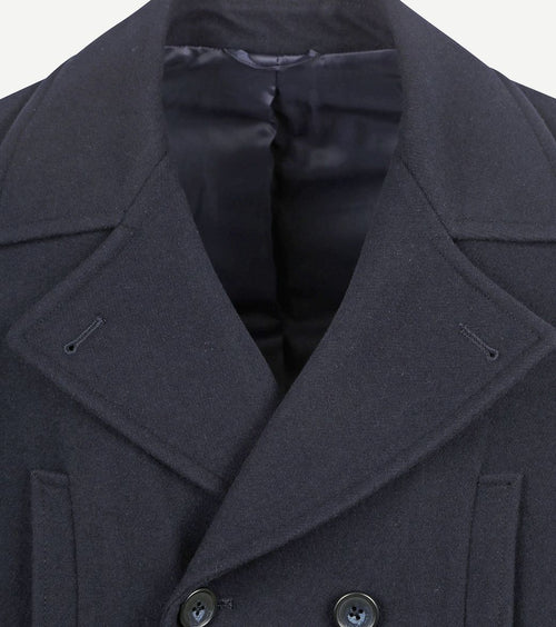 Caban coat wol donkerblauw