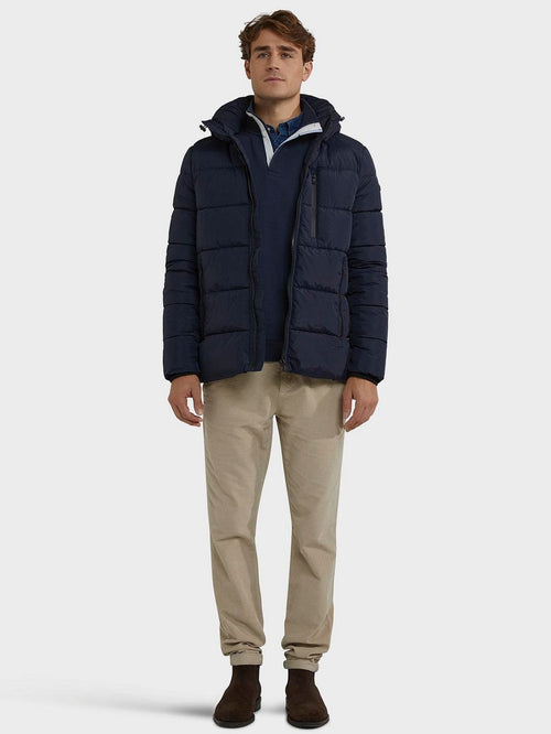 Jas hooded puffer donkerblauw