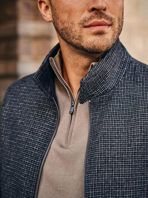 Herritage jack wool blend pepita donkerblauw