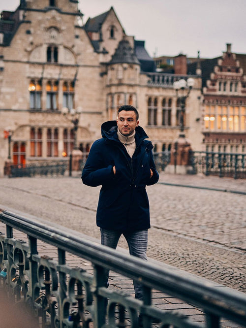 Parka zwart mountain donkerblauw