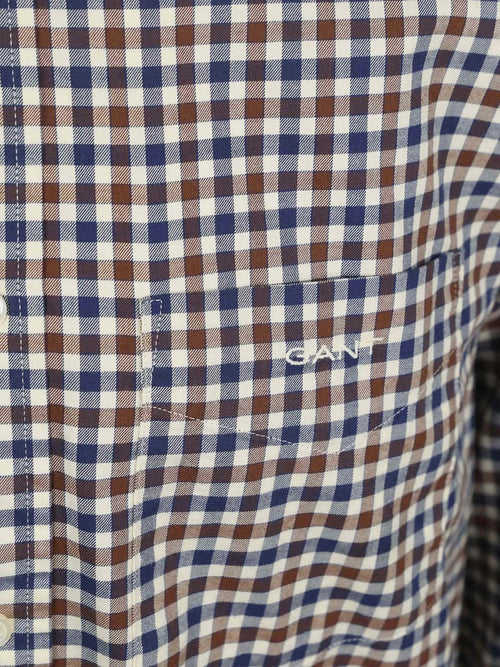 Gant casual overhemd twill ruit bruin | Regular-fit