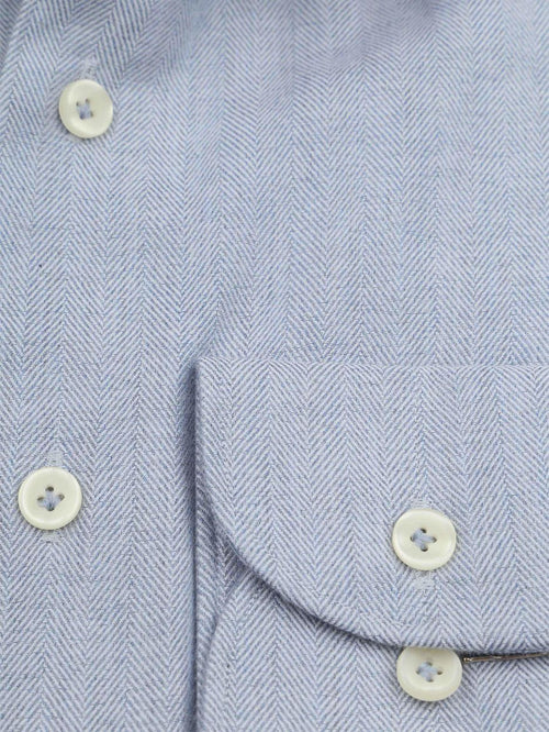 Profuomo overhemd peached herringbone flanel blauw | Slim-fit