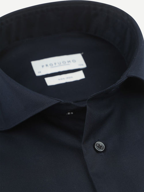 Twill overhemd extra lange mouwen donkerblauw