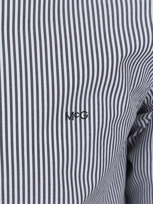 Overhemd poplin streep donkerblauw