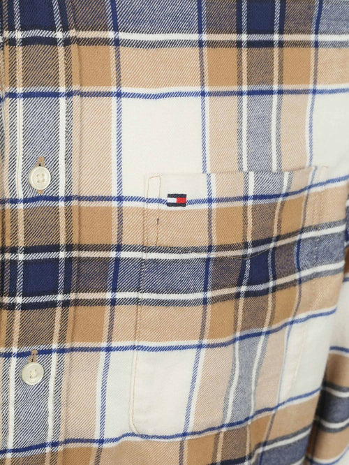 Tommy Hilfiger flanel overhemd ruit beige | Regular-fit