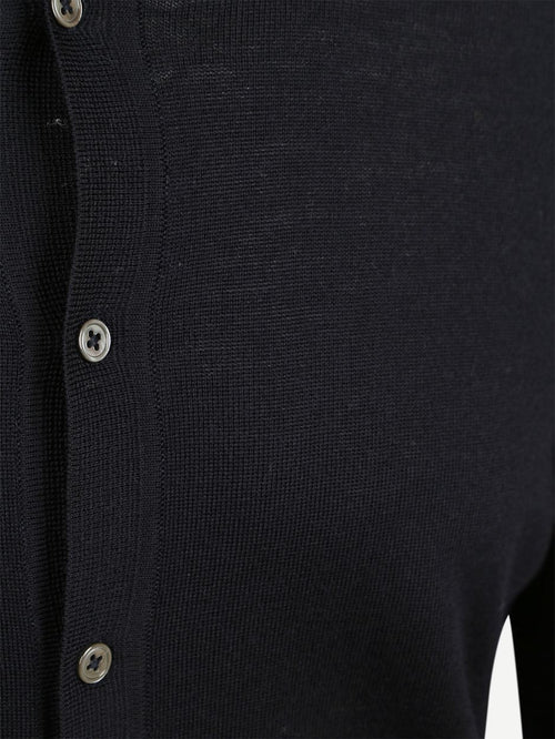 Suitable cardigan shirt merino donkerblauw | Slim-fit
