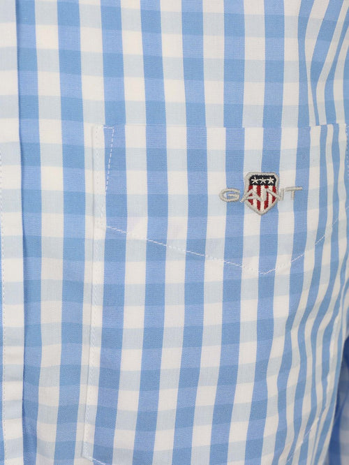 Overhemd gingham poplin classic blauw