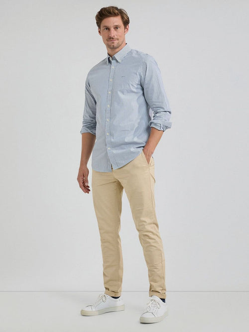 Overhemd poplin streep blauw