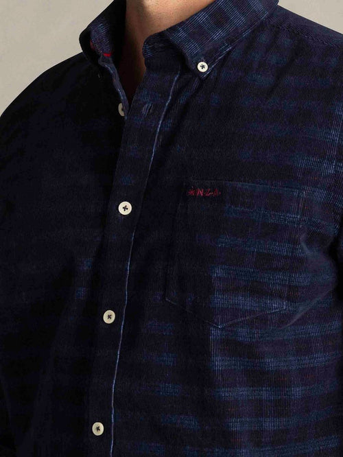 Shirt kauri corduroy ruit donkerblauw