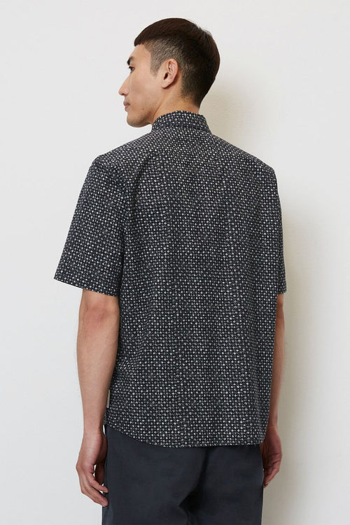 Overhemd short sleeves print donkerblauw