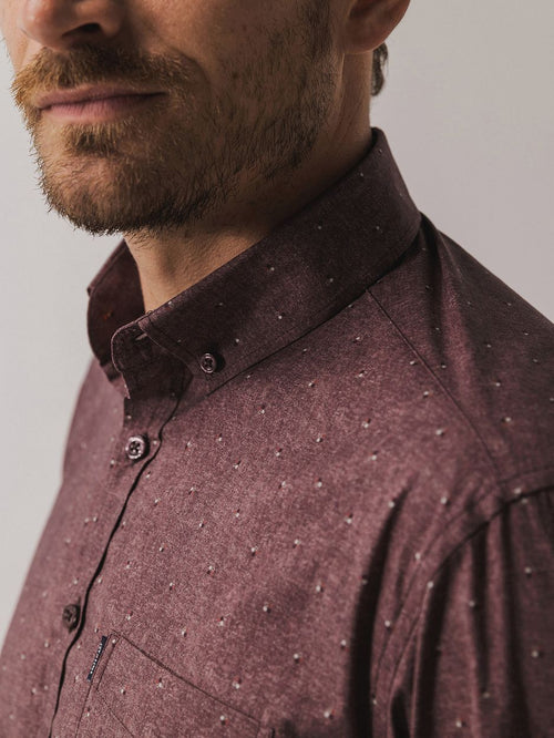 State of Art overhemd print burgundy | Regular-fit