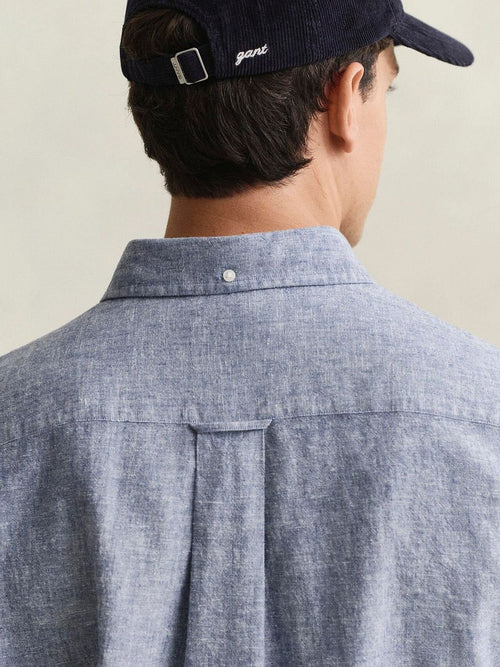 Overhemd cotton linen blauw