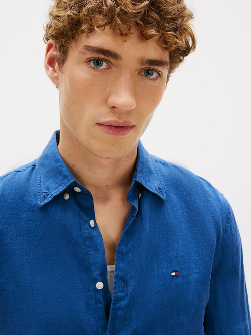 Overhemd linnen indigo