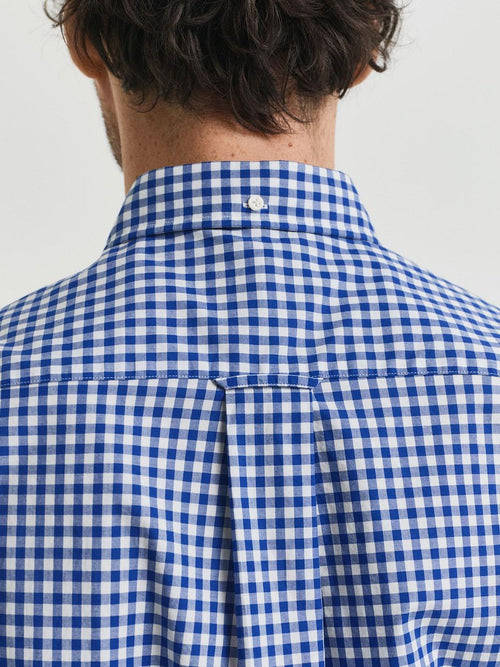 Overhemd gingham poplin college blauw
