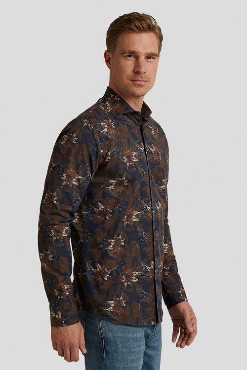 Overhemd print donkerblauw