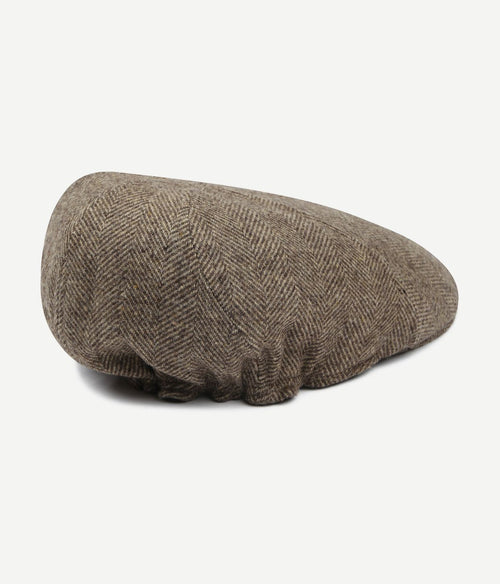 Suitable flat cap wool herringbone beige