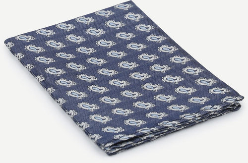 Zijde pochet blauw print