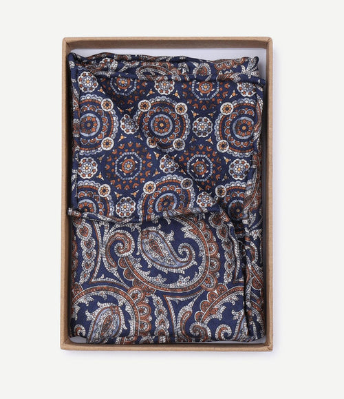 Pochet reversible bruin op donkerblauw