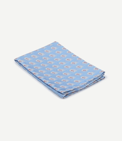 Zijde pochet lichtblauw print