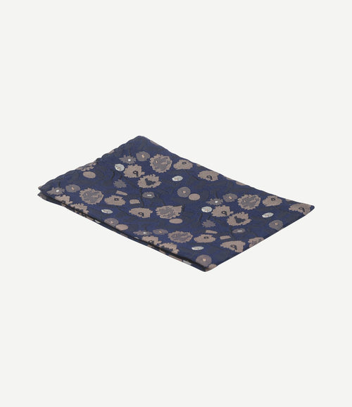 Zijde pochet bloem donkerblauw