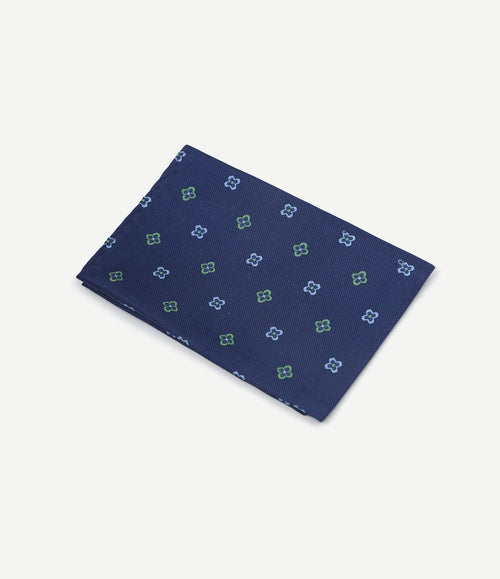 Zijde pochet bloem donkerblauw