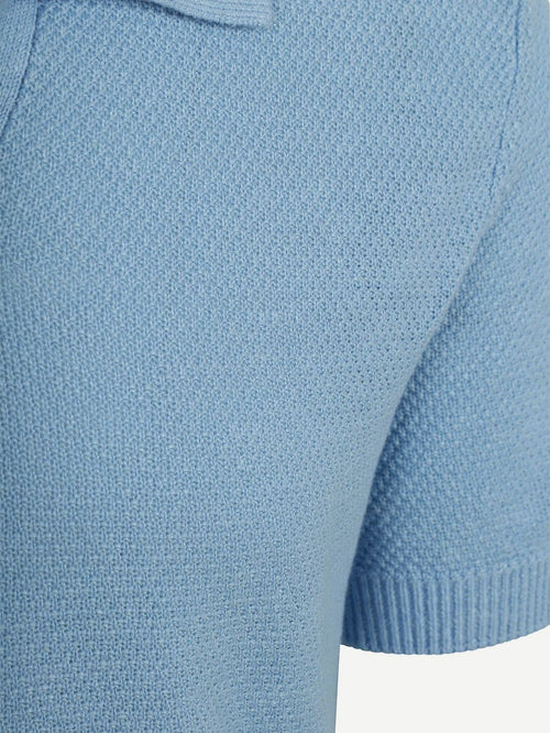 Polo riva bean linen cotton lichtblauw