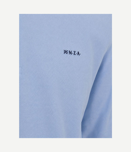 Longsleeve polo hamton piqué blauw
