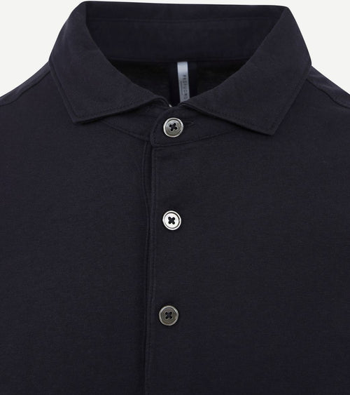 Longsleeve polo donkerblauw melange