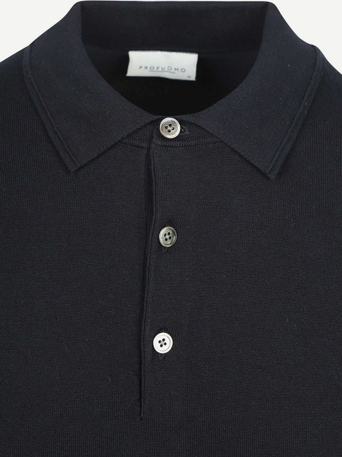 Knitted poloshirt donkerblauw
