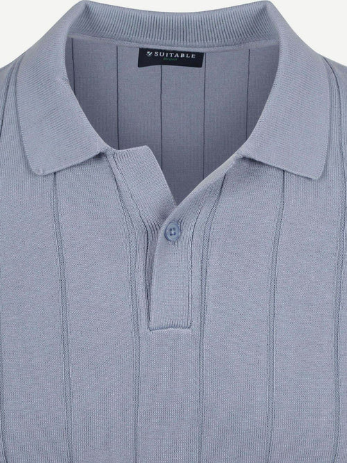 Respect polo drop needle staal blauw