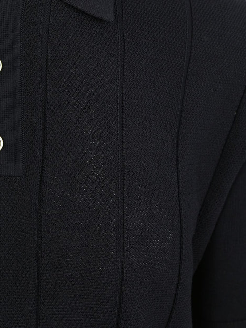 Poloshirt drop needle structure donkerblauw