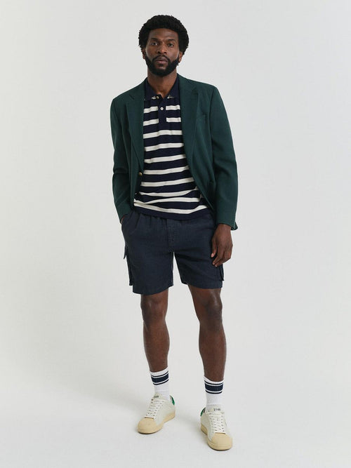 Poloshirt stripe donkerblauw wit