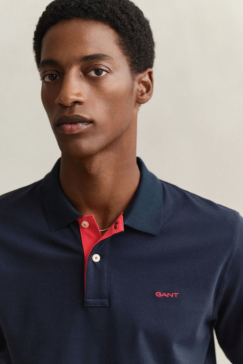 Contrast piqué poloshirt donkerblauw