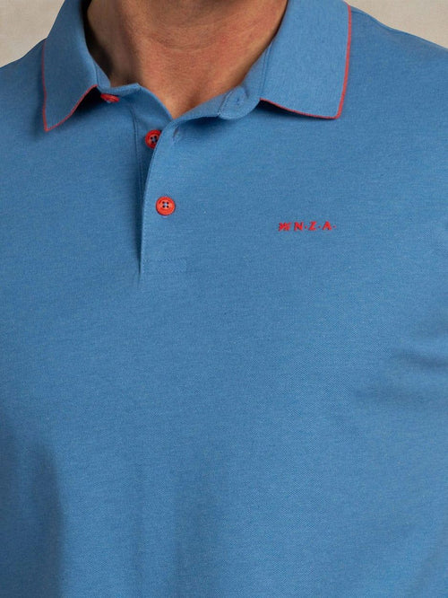 Polo henley piqué sailing blauw