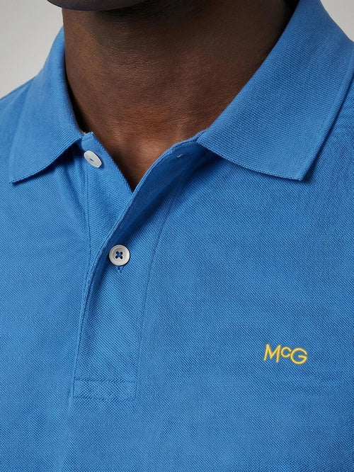 Piqué polo kobalt blauw