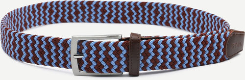 Suitable geweven riem bruin blauw