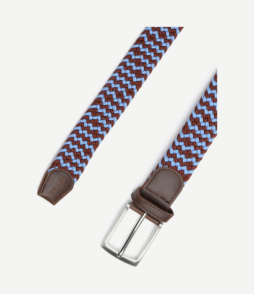Geweven riem bruin blauw