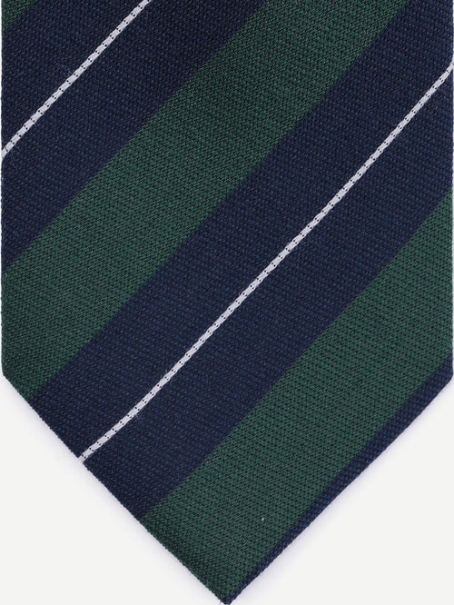 Stropdas zijde triple stripe donkergroen