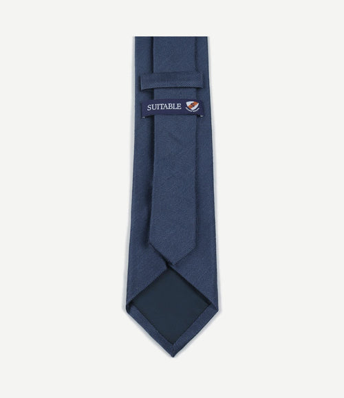 Stropdas wol/zijde visgraat donkerblauw