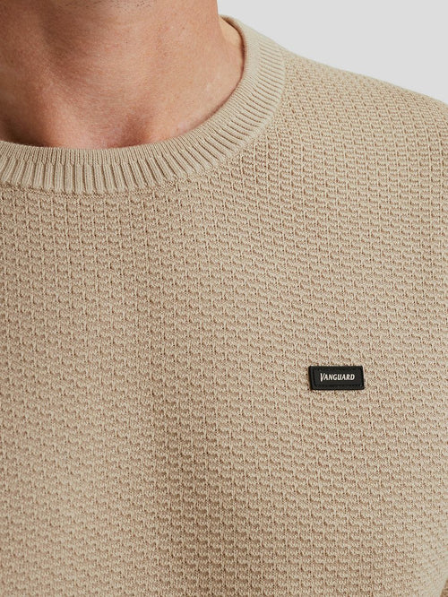 Vanguard t-shirt structuur beige | Regular-fit