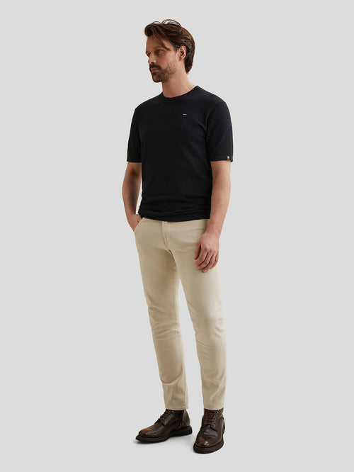 Knitted t-shirt donkerblauw