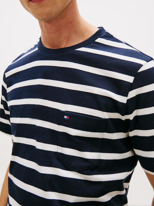 T-shirt streep donkerblauw