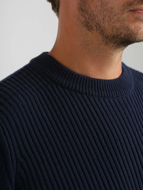 Suitable mou trui donkerblauw | Slim-fit